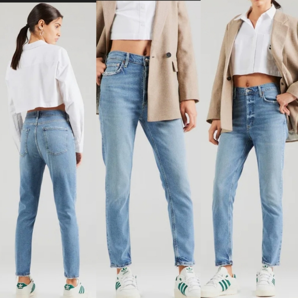 AGOLDE Nico High Rise Slim 100% Cotton Button Fly Blue Jeans size 32